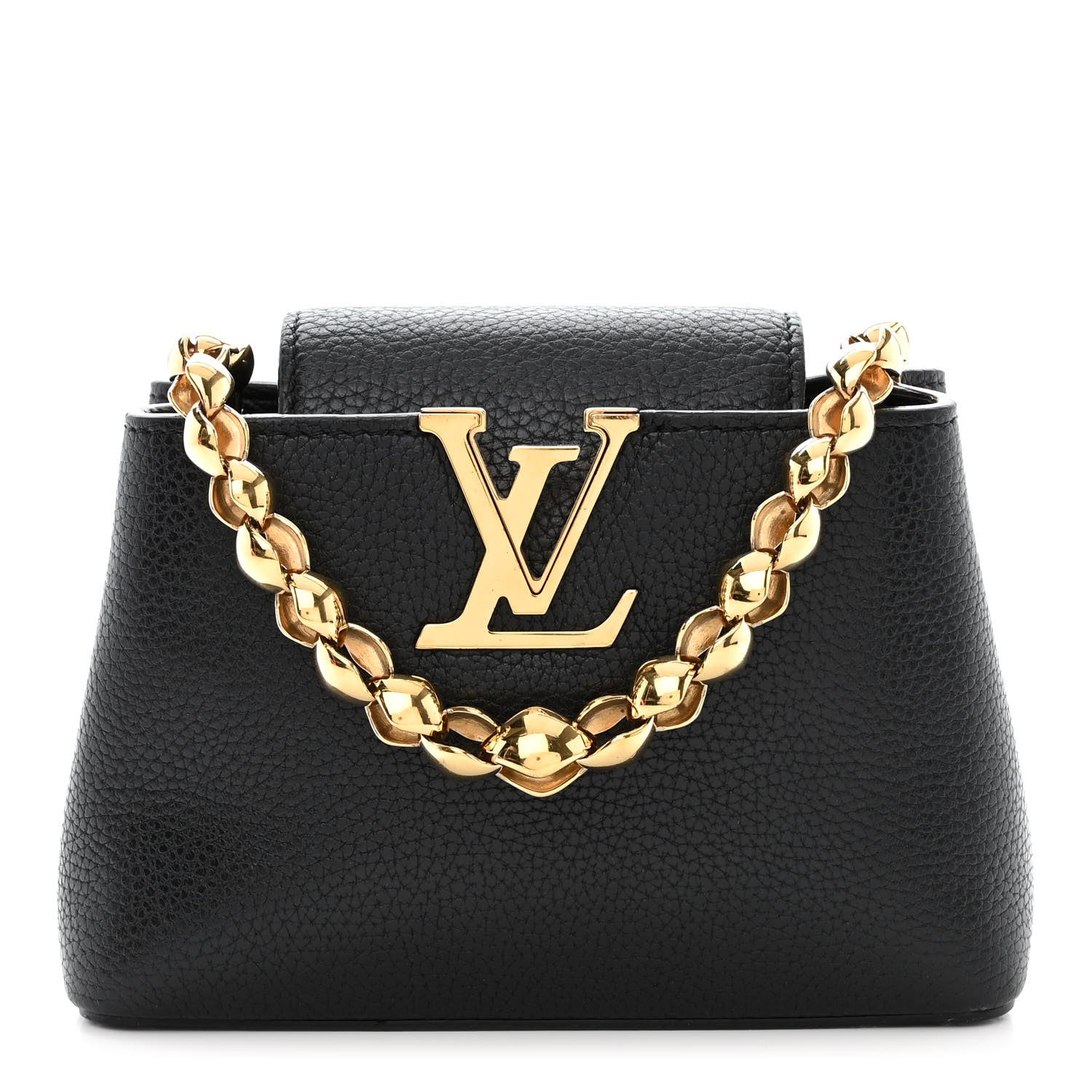 Louis Vuitton Taurillon Mini Chain Capucines Handbag - Black