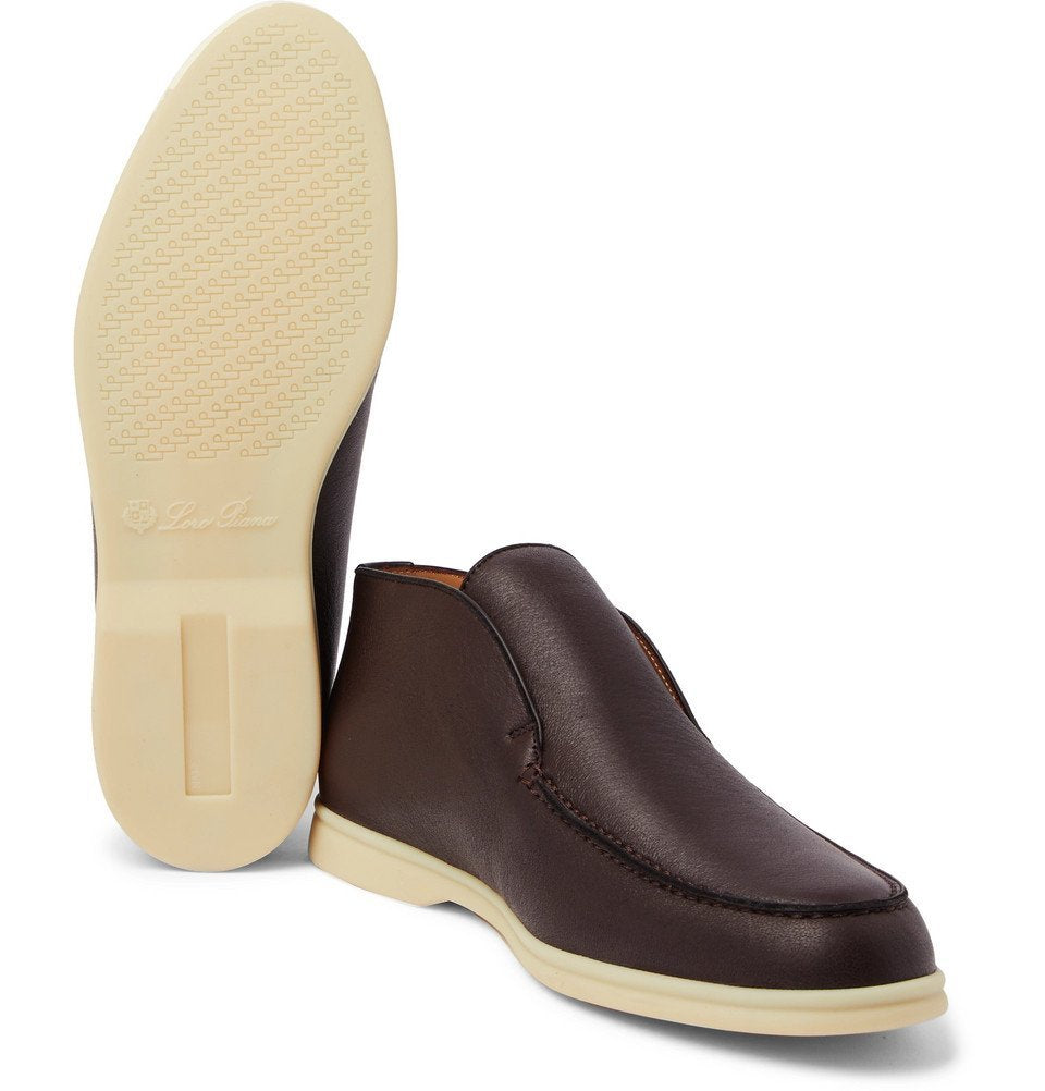 Loro Piana Open Walk Full-Grain Leather Boots – Dark Brown (146)