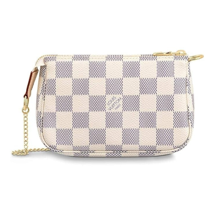 Louis Vuitton Damier Azur Mini Pochette Accessoires Chain Bag – White