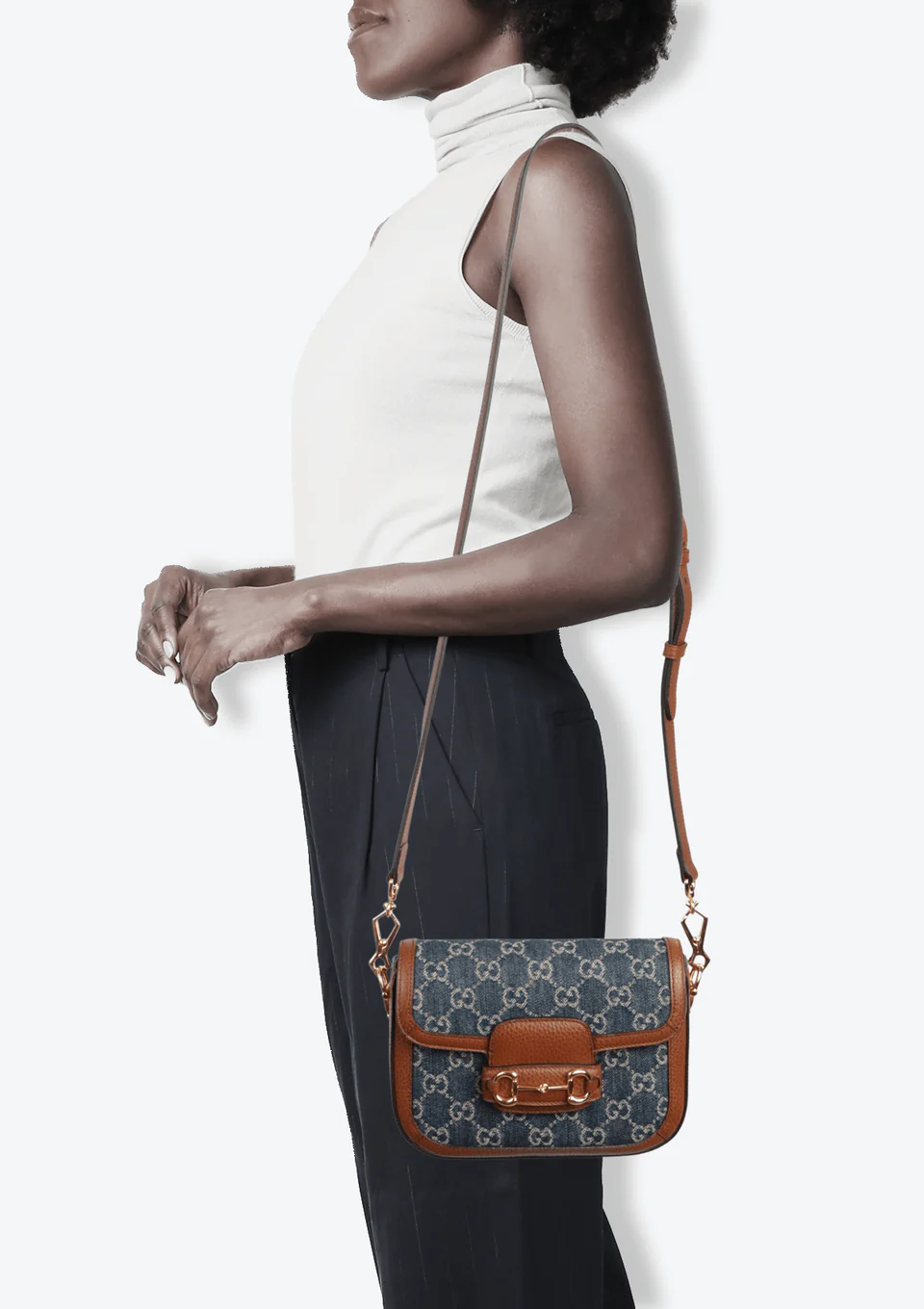 Gucci Blue GG Denim Horsebit 1955 Mini Crossbody Bag - Blue