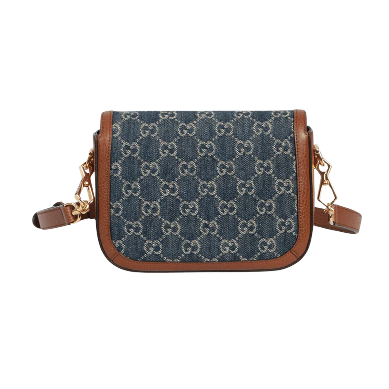 Gucci Blue GG Denim Horsebit 1955 Mini Crossbody Bag - Blue
