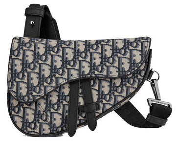 Dior Mini Oblique Jacquard Saddle Bag - Beige Black