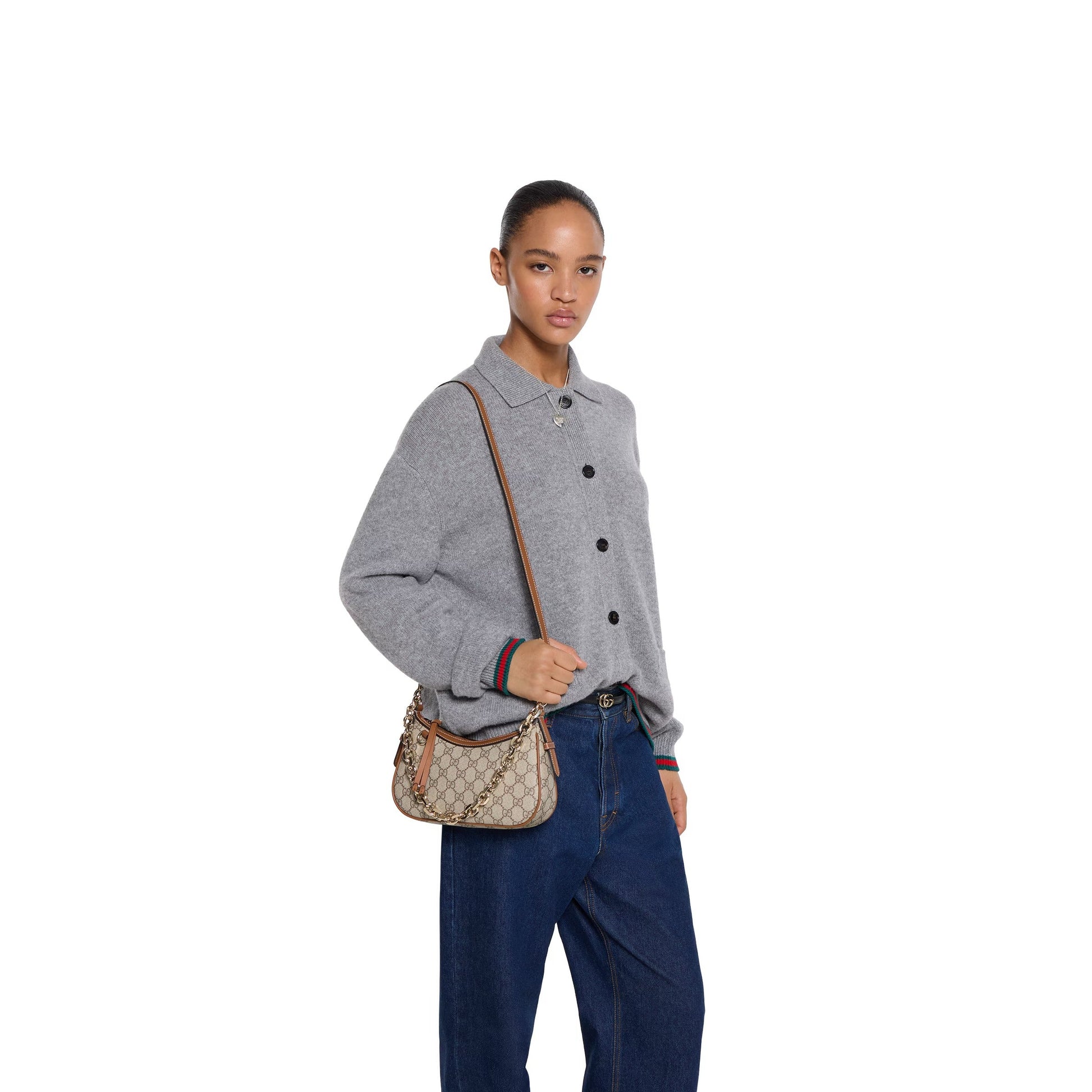 Gucci GG Emblem Shoulder Bag – Beige/Brown