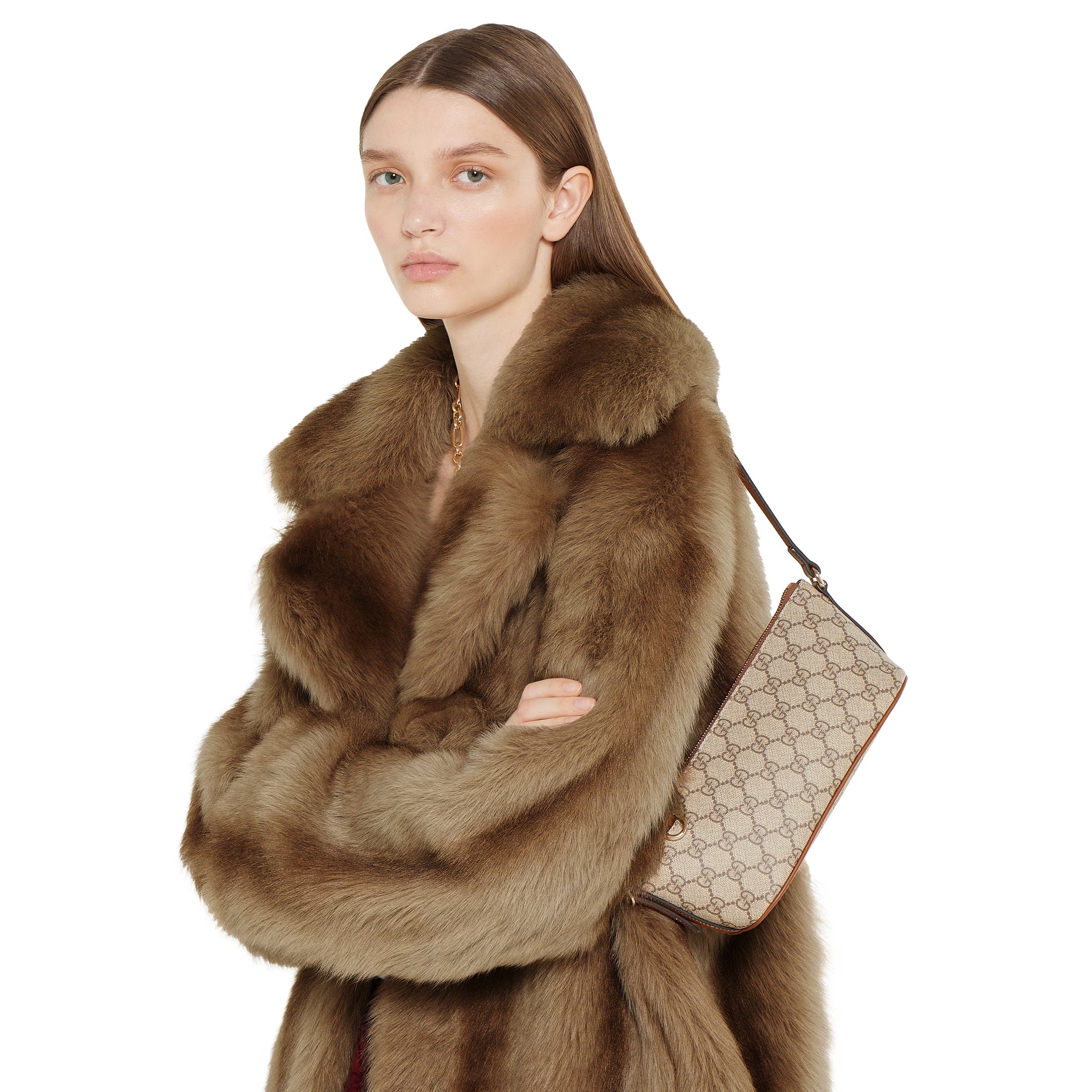 Gucci GG Emblem Small Shoulder Bag – Beige