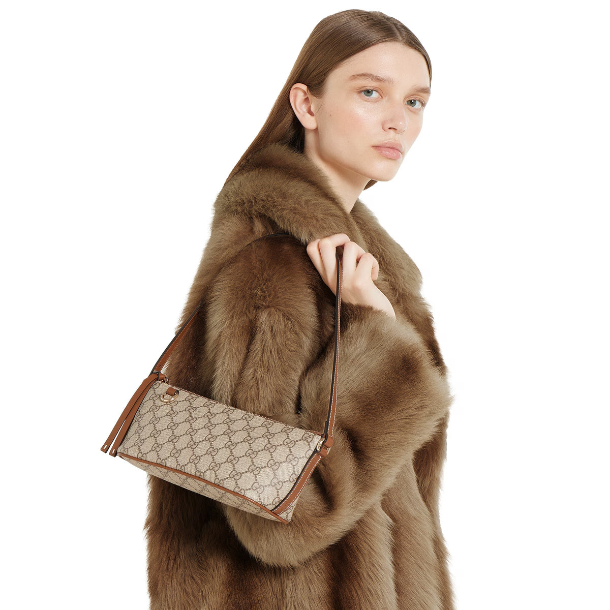 Gucci GG Emblem Small Shoulder Bag – Beige