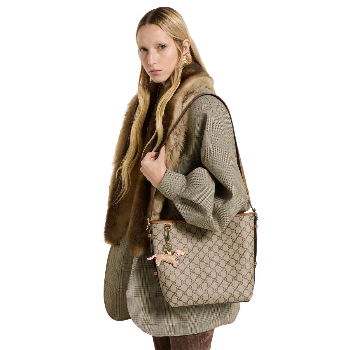 Gucci GG Emblem Small Shoulder Bag – Beige/Brown