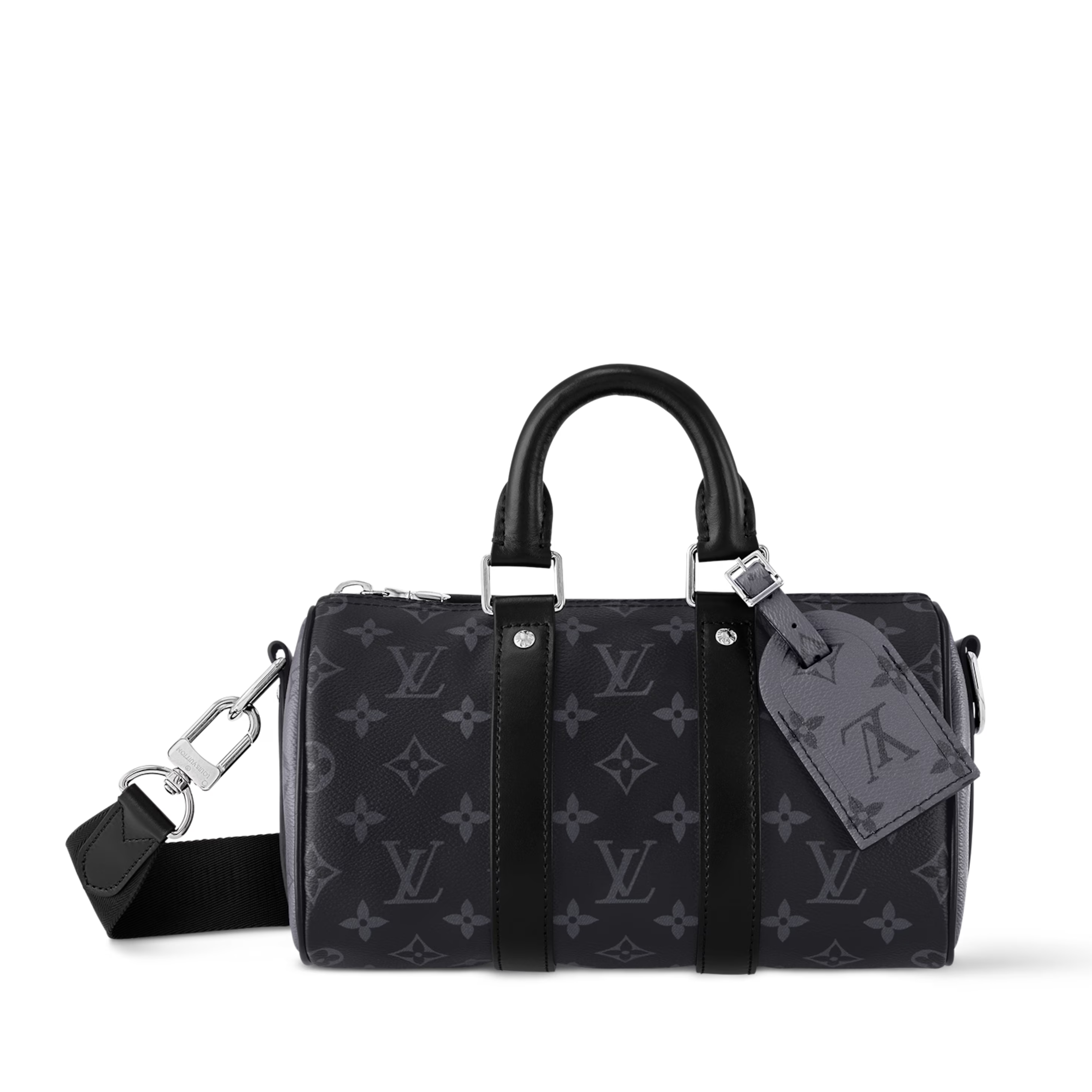 Louis Vuitton Monogram Eclipse Keepall Bandoulière 25 Duffle Bag  – Grey