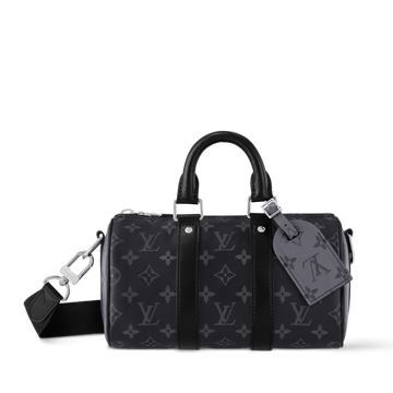 Louis Vuitton Monogram Eclipse Keepall Bandoulière 25 Duffle Bag  – Grey