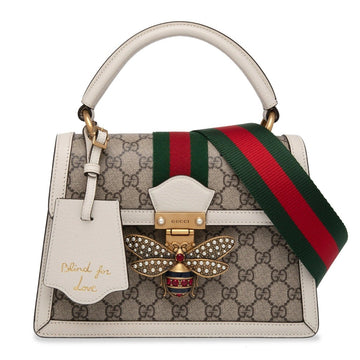 Gucci GG Supreme Monogram Queen Margaret Shoulder Bag – White
