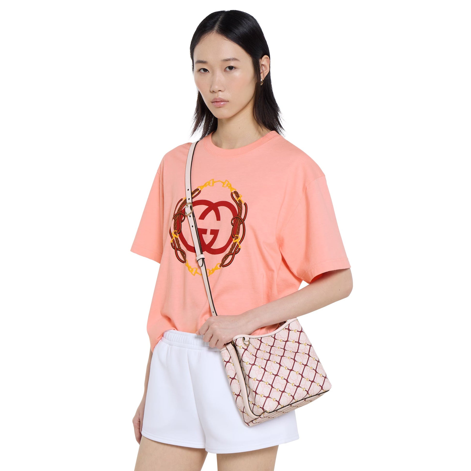 Gucci GG Emblem Small Bucket Bag – Pink