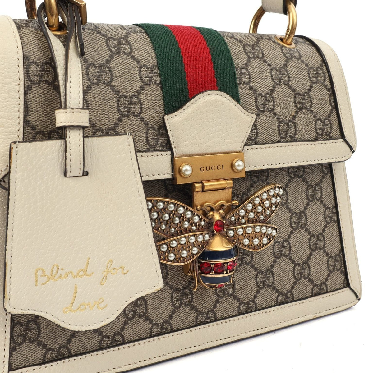 Gucci GG Supreme Monogram Queen Margaret Shoulder Bag – White