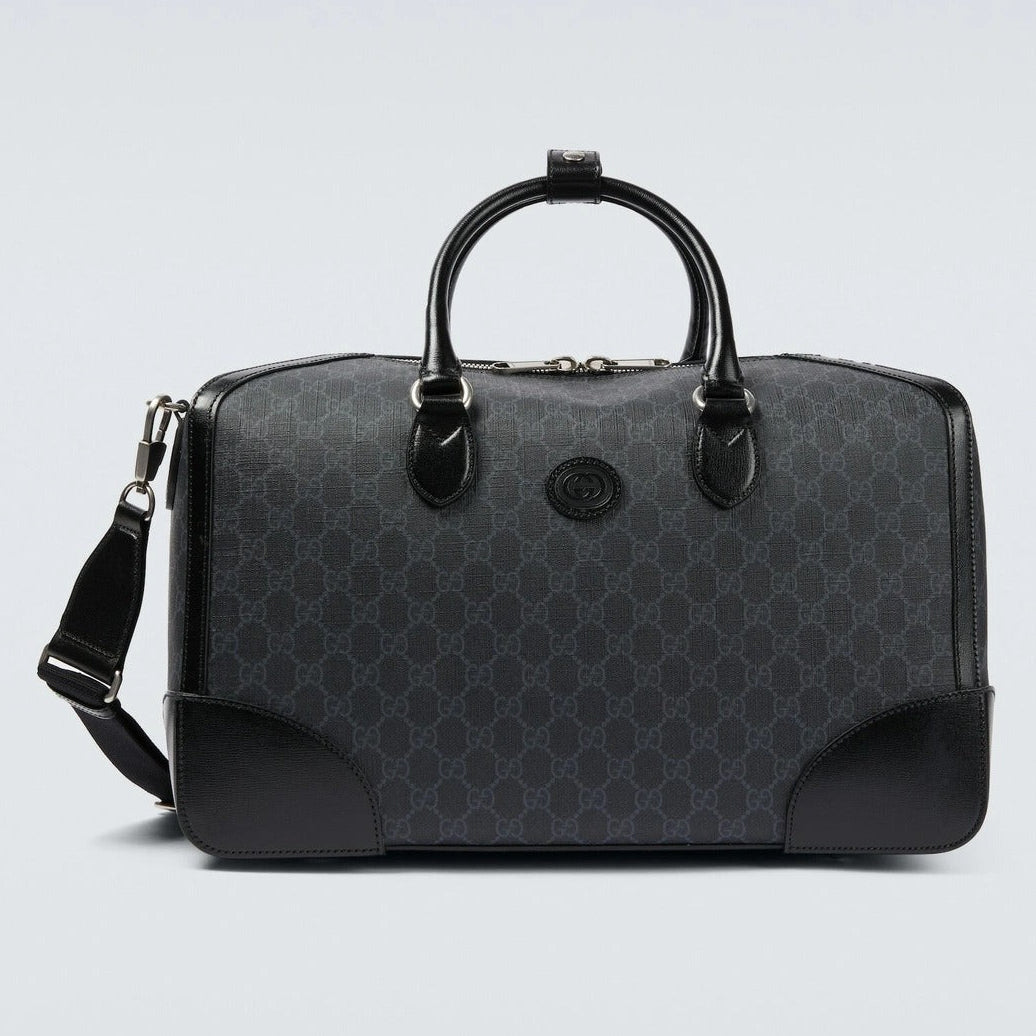 Gucci GG Supreme Canvas Interlocking G Duffle Bag – Black