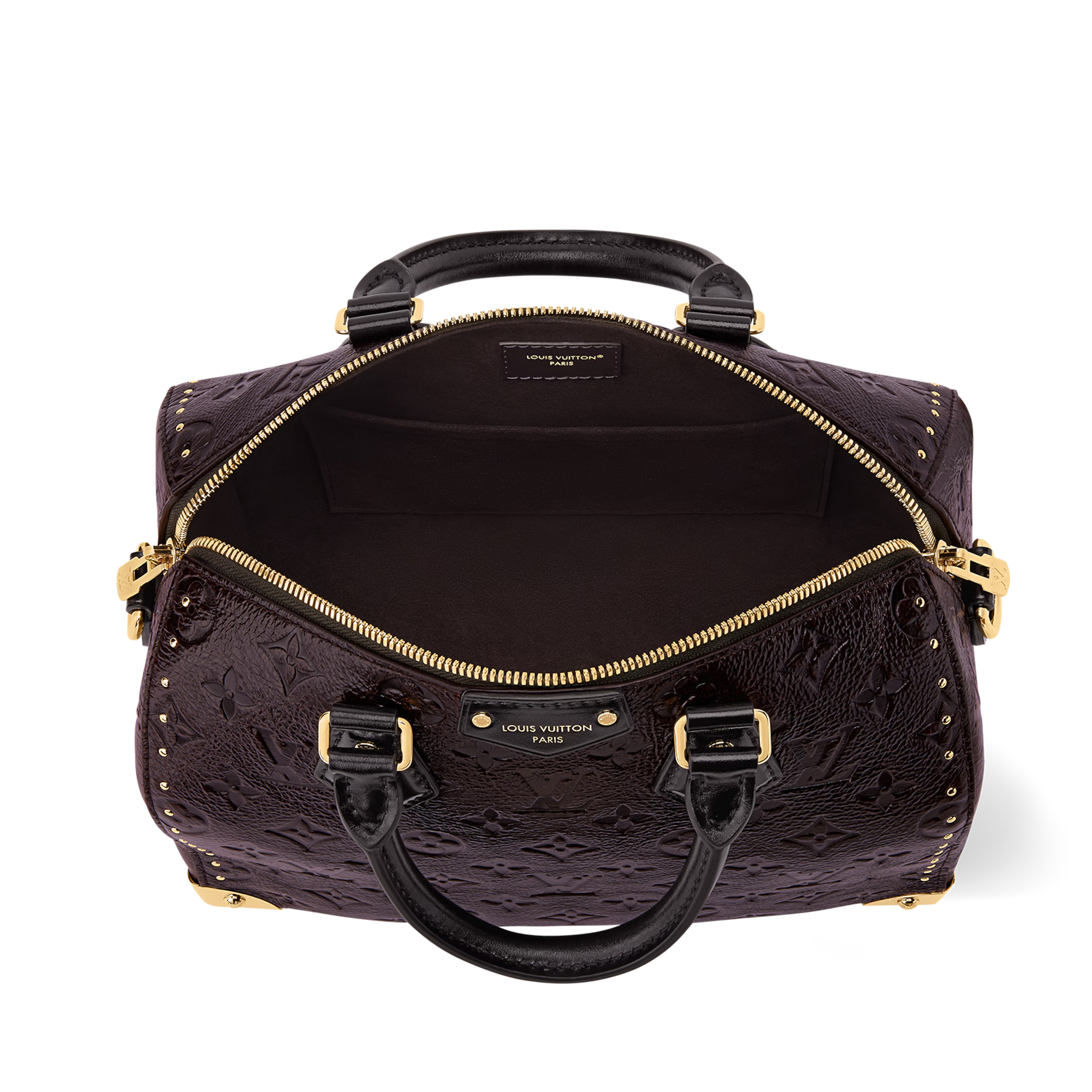 Louis Vuitton Calfskin Leather Speedy Trunk 25 Handbag – Acajou Black