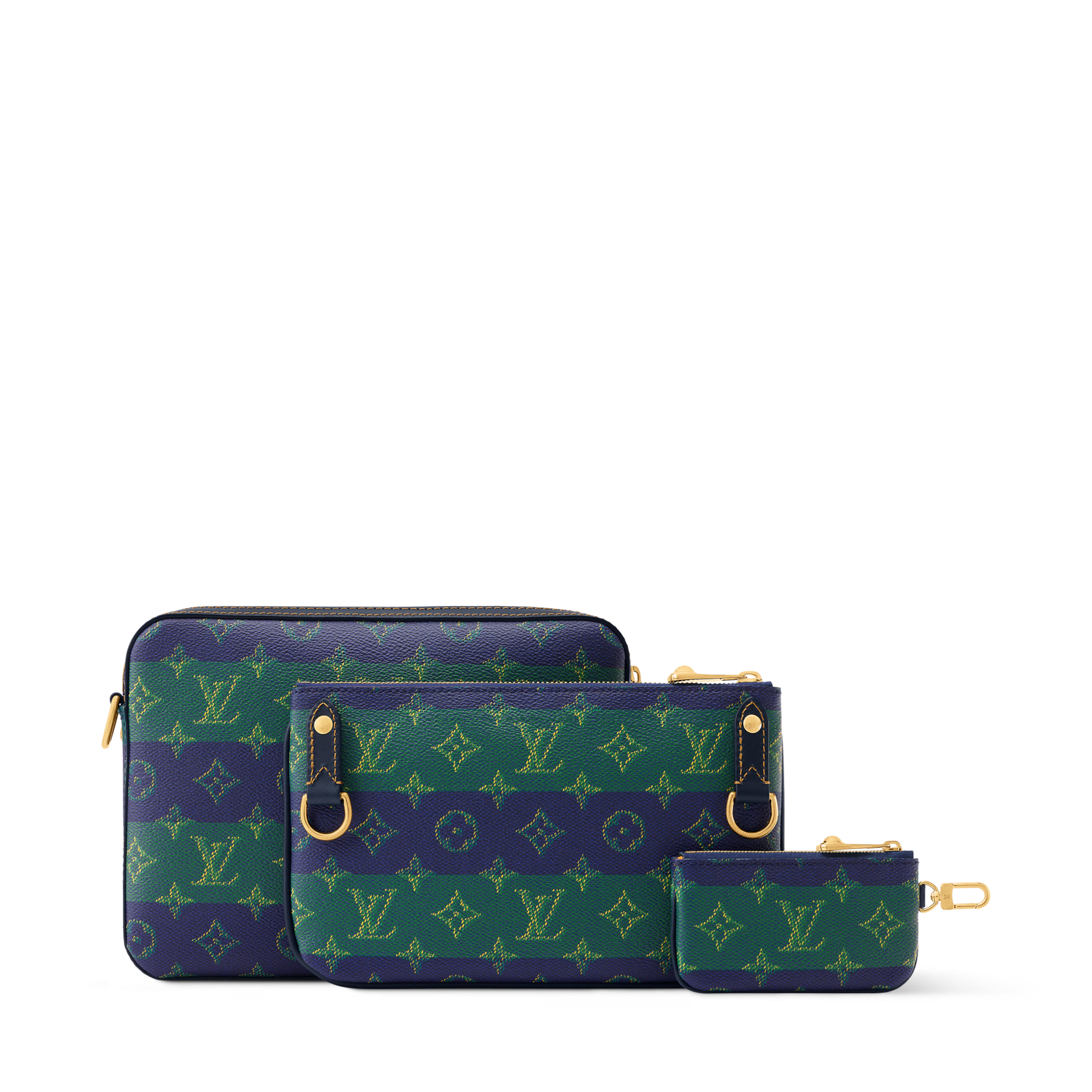 Louis Vuitton Monogram Heritage Canvas Trio Messenger Bag – Blue Stripes