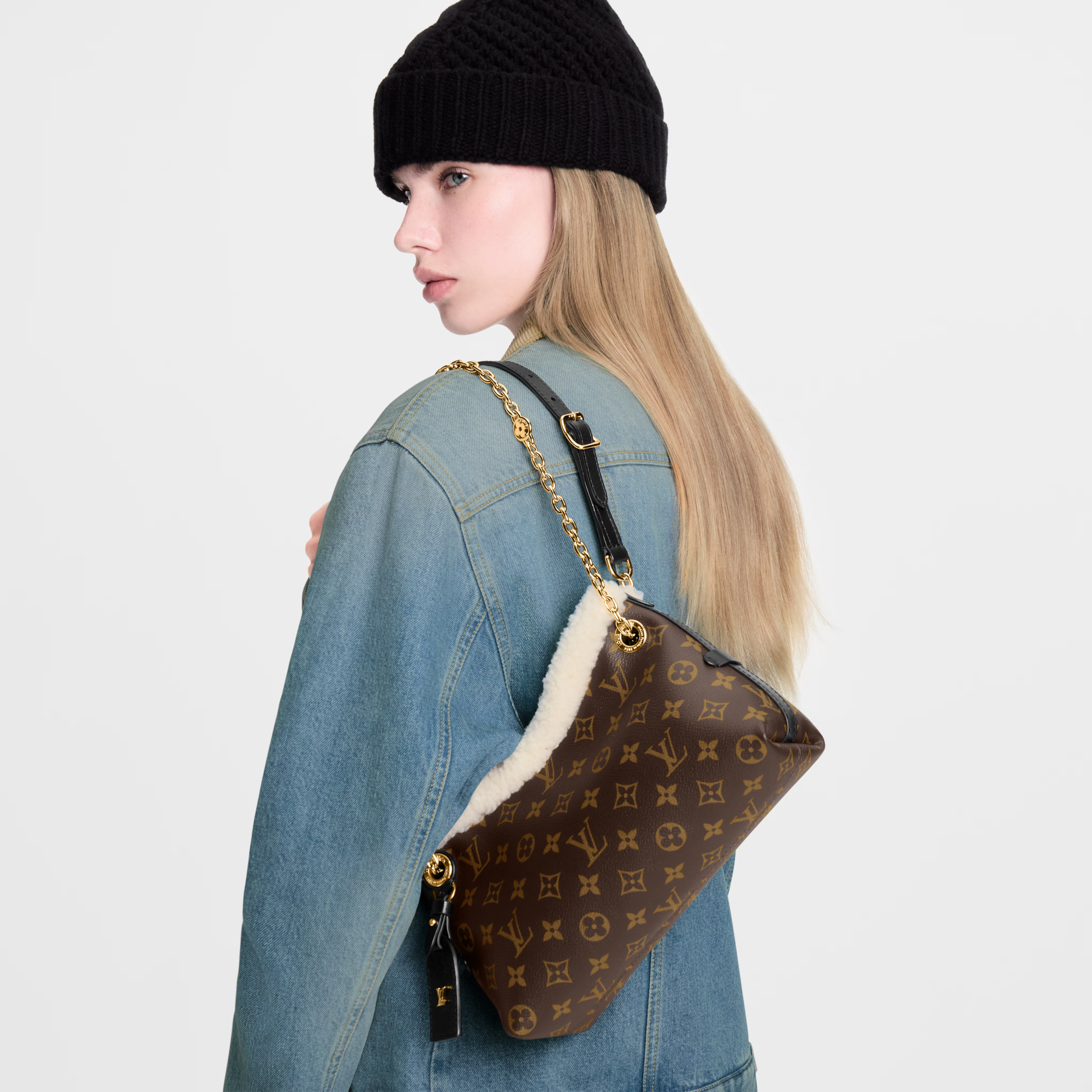 Louis Vuitton LV Ski Monogram Shearling CarryAll BB Handbag – Brown