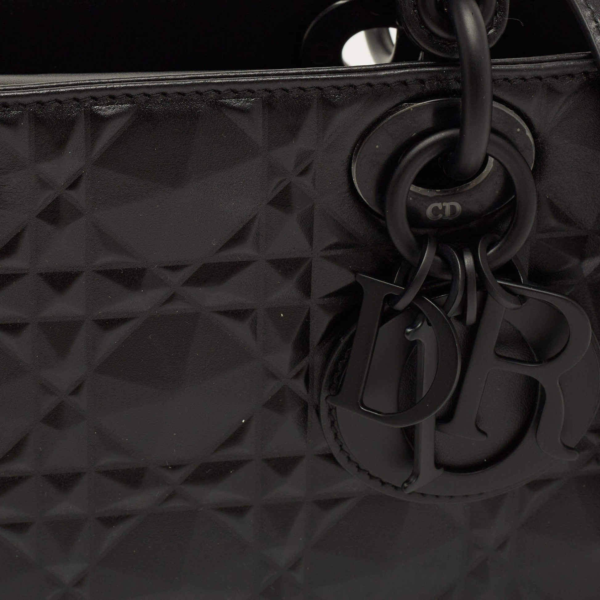Dior Lady D-Joy Micro Diamond Cannage Calfskin Bag - Black