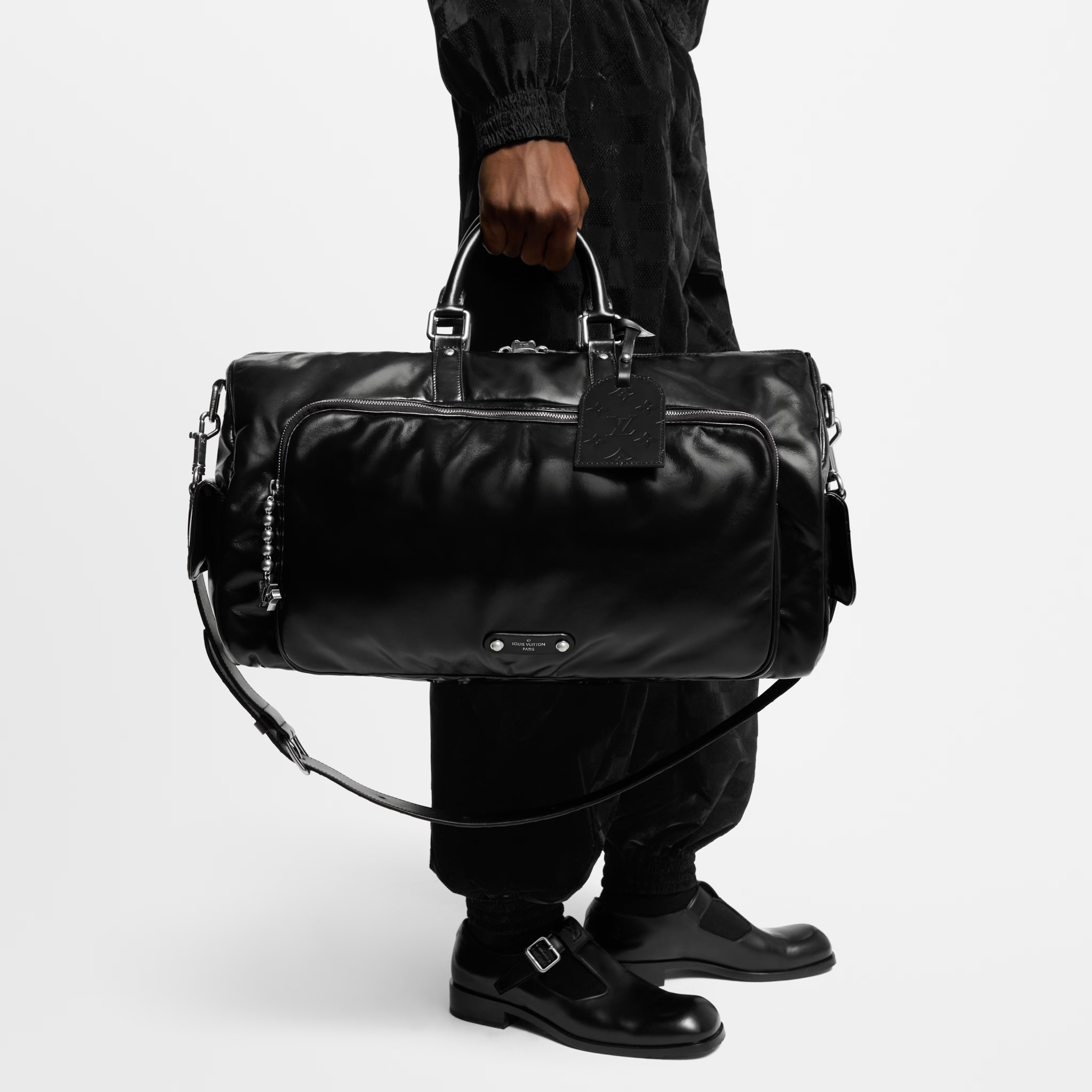 Louis Vuitton Calfskin Keepall Cargo Bandoulière 50 Travel Bag – Black
