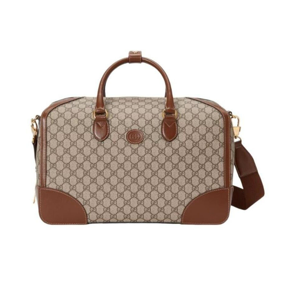 Gucci GG Supreme Canvas Interlocking G Duffle Bag – Brown