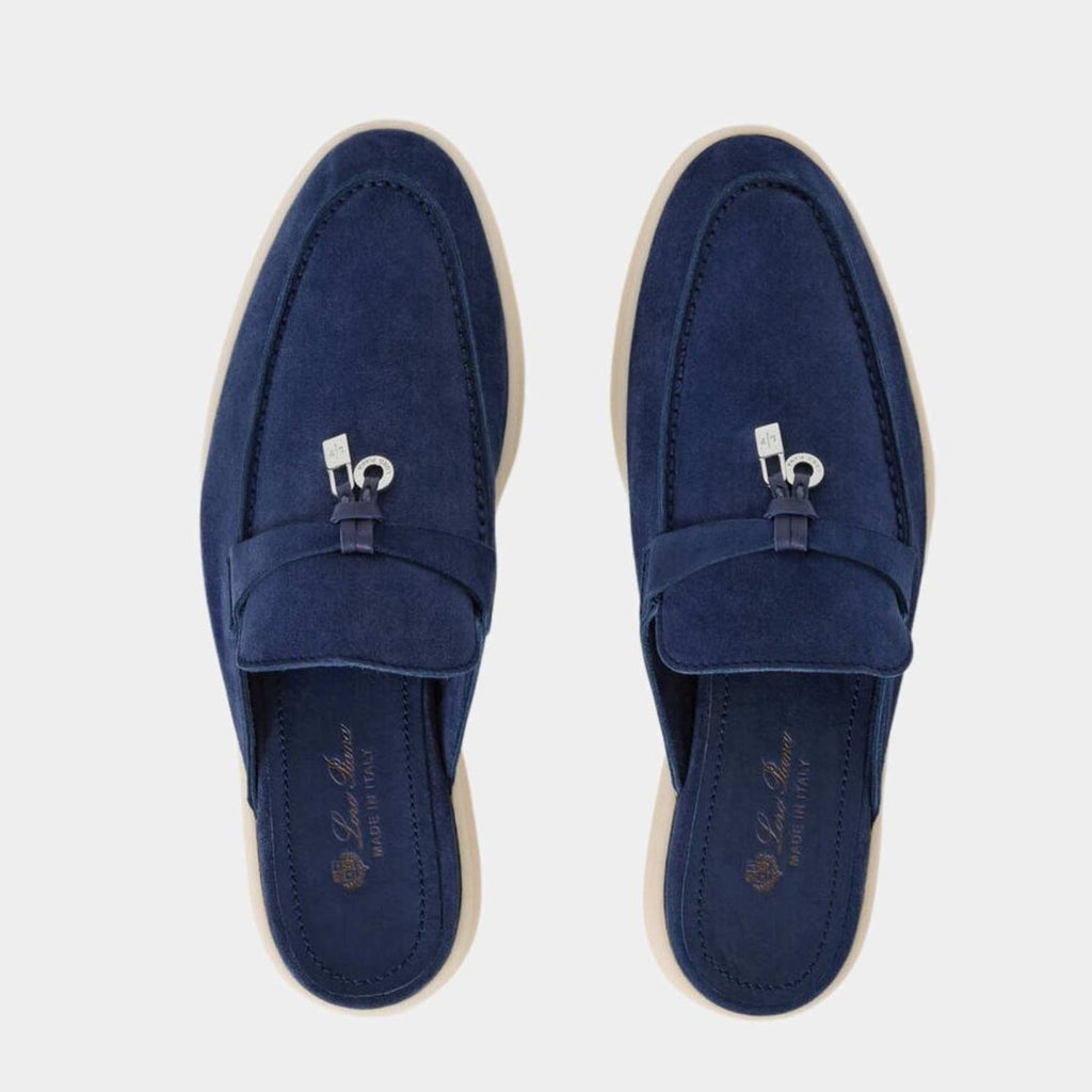 Loro Piana Babouche Charms Walk Suede Loafers - Blue Fluorite (010)