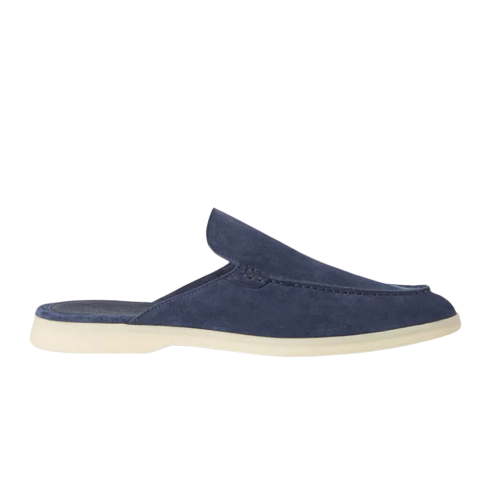 Loro Piana Babouche Walk Suede Slippers -  Racing Blue (003)