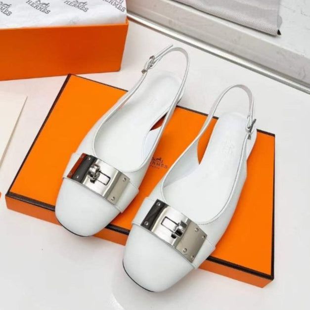 Hermes Innocente Slingback Sandals - White
